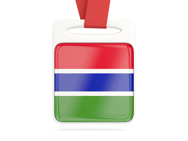 Card with ribbon. Download flag icon of Gambia at PNG format