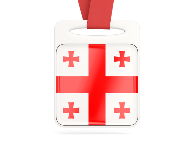 Card with ribbon. Download flag icon of Georgia at PNG format
