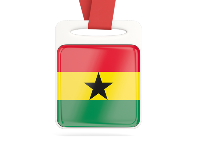 Card with ribbon. Download flag icon of Ghana at PNG format
