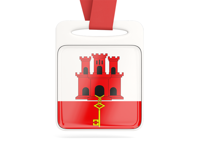 Card with ribbon. Download flag icon of Gibraltar at PNG format