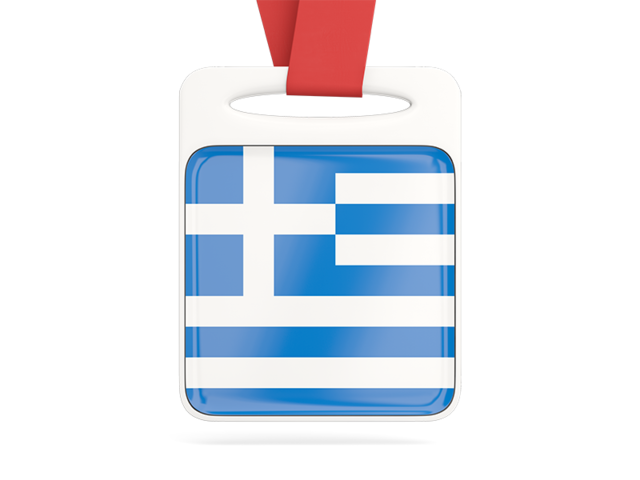 Card with ribbon. Download flag icon of Greece at PNG format