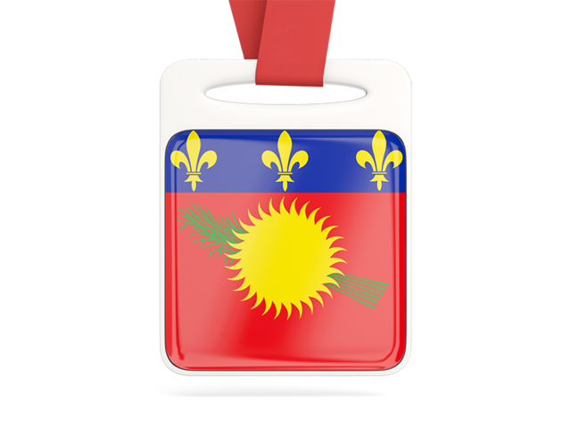 Card with ribbon. Download flag icon of Guadeloupe at PNG format