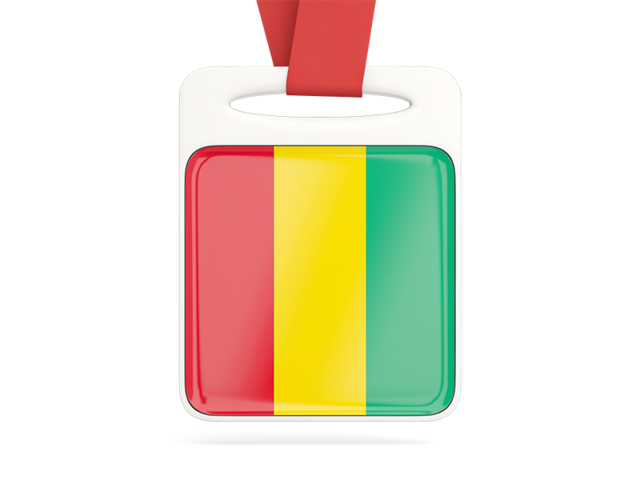 Card with ribbon. Download flag icon of Guinea at PNG format