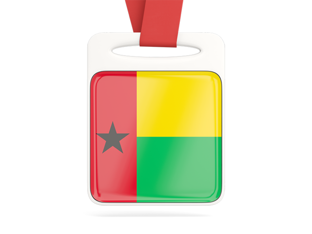 Card with ribbon. Download flag icon of Guinea-Bissau at PNG format