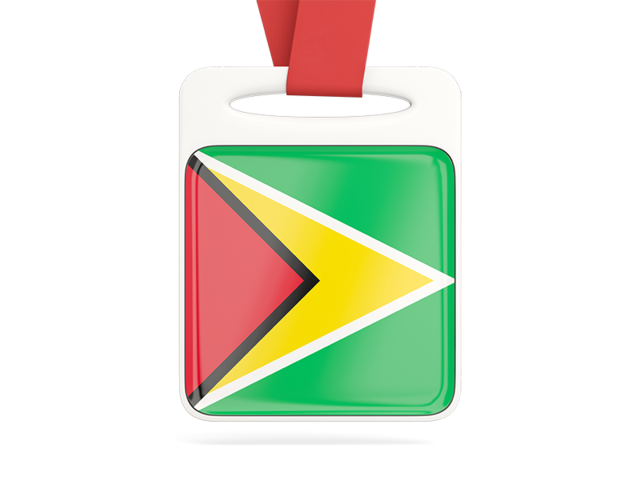 Card with ribbon. Download flag icon of Guyana at PNG format