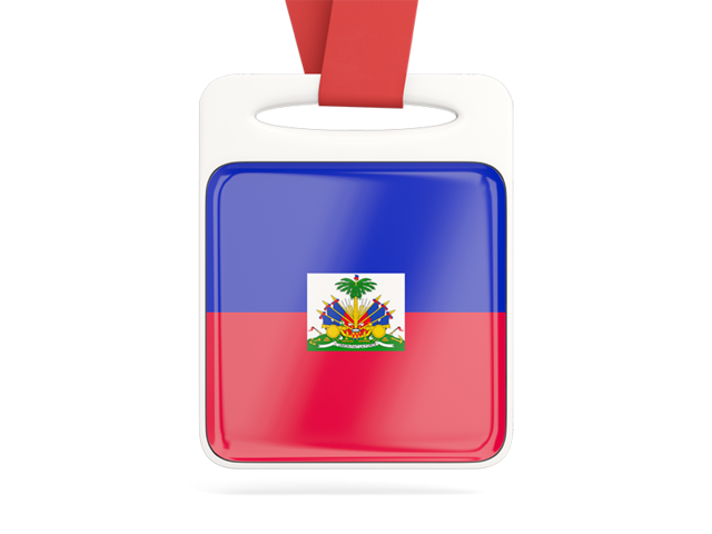 Card with ribbon. Download flag icon of Haiti at PNG format