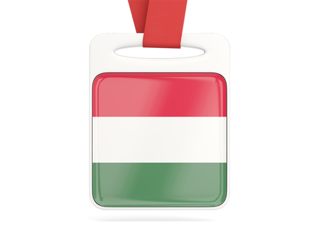 Card with ribbon. Download flag icon of Hungary at PNG format