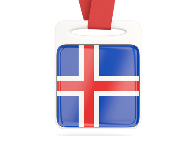 Card with ribbon. Download flag icon of Iceland at PNG format