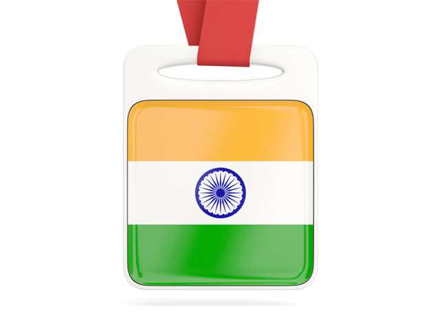 Card with ribbon. Download flag icon of India at PNG format