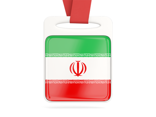 Card with ribbon. Download flag icon of Iran at PNG format