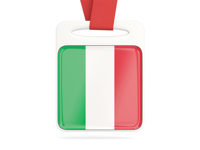 Card with ribbon. Download flag icon of Italy at PNG format