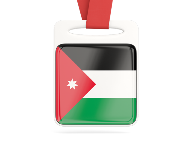 Card with ribbon. Download flag icon of Jordan at PNG format
