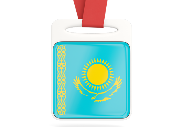 Card with ribbon. Download flag icon of Kazakhstan at PNG format