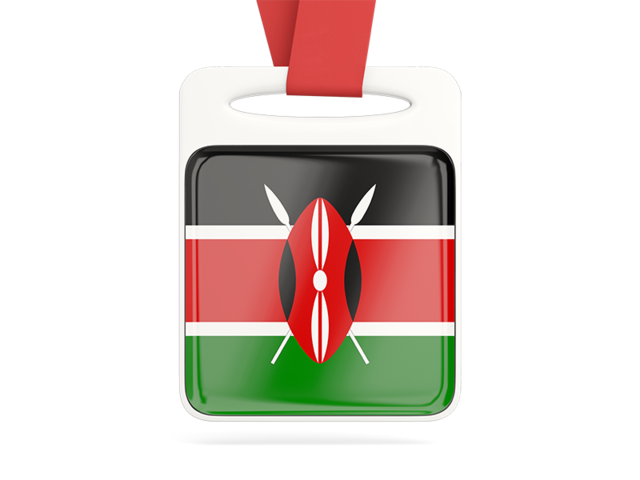 Card with ribbon. Download flag icon of Kenya at PNG format