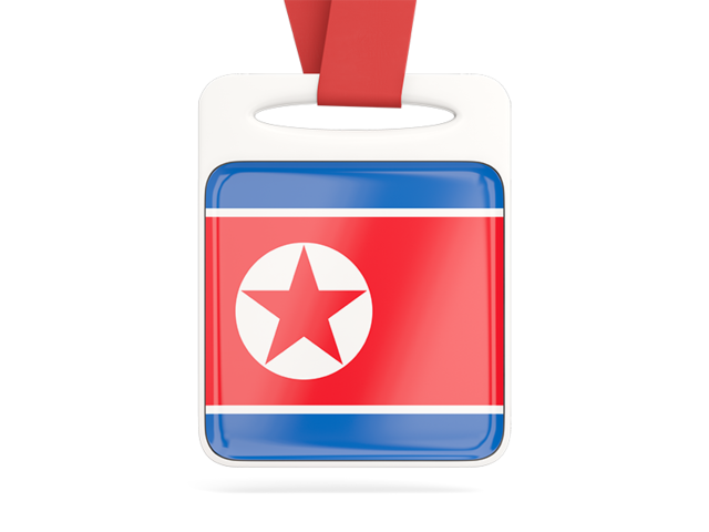 Card with ribbon. Download flag icon of North Korea at PNG format