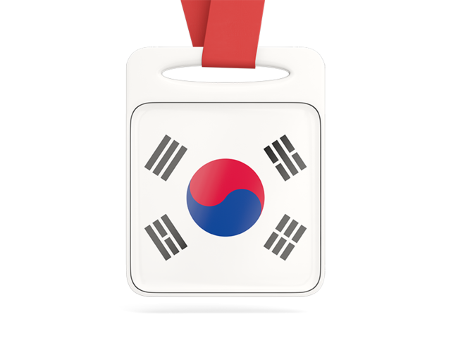 Card with ribbon. Download flag icon of South Korea at PNG format