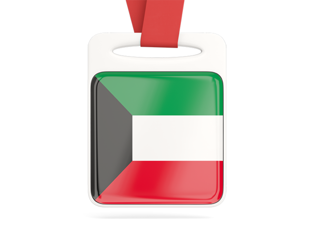 Card with ribbon. Download flag icon of Kuwait at PNG format