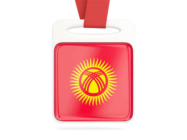 Card with ribbon. Download flag icon of Kyrgyzstan at PNG format