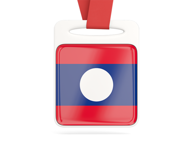 Card with ribbon. Download flag icon of Laos at PNG format