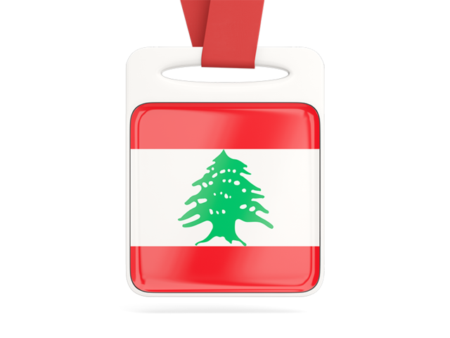 Card with ribbon. Download flag icon of Lebanon at PNG format