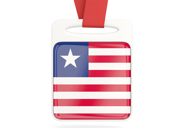Card with ribbon. Download flag icon of Liberia at PNG format