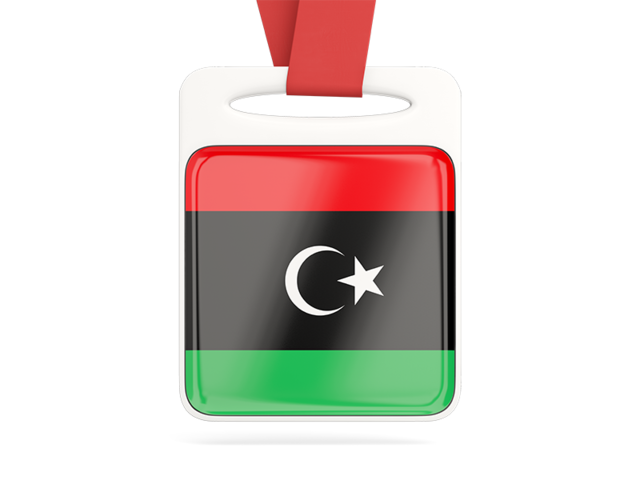 Card with ribbon. Download flag icon of Libya at PNG format