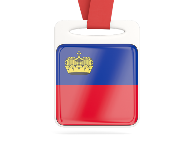 Card with ribbon. Download flag icon of Liechtenstein at PNG format