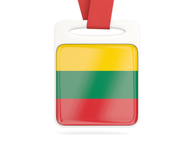 Card with ribbon. Download flag icon of Lithuania at PNG format