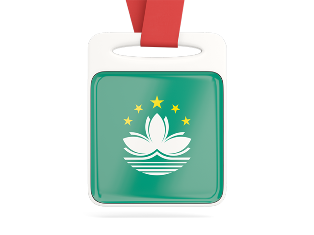 Card with ribbon. Download flag icon of Macao at PNG format