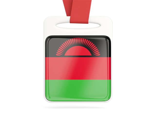 Card with ribbon. Download flag icon of Malawi at PNG format