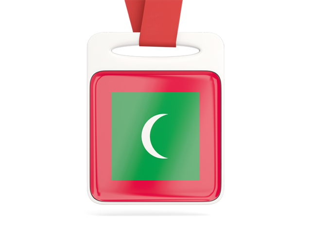 Card with ribbon. Download flag icon of Maldives at PNG format