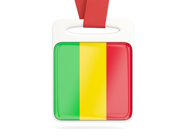 Card with ribbon. Download flag icon of Mali at PNG format