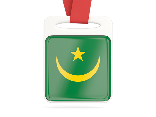 Card with ribbon. Download flag icon of Mauritania at PNG format