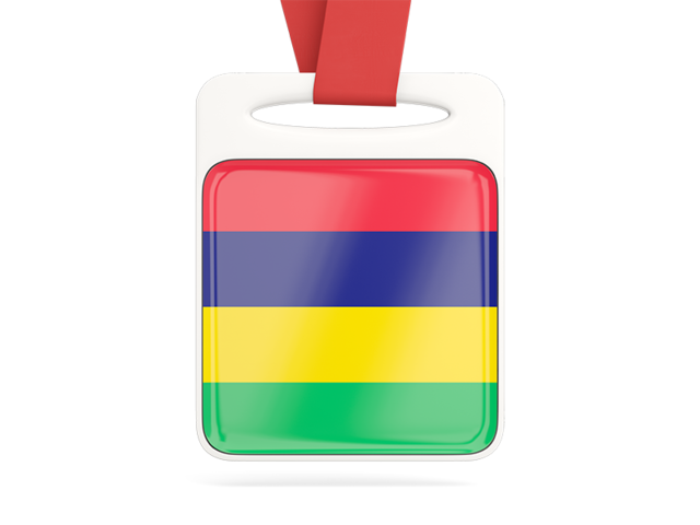 Card with ribbon. Download flag icon of Mauritius at PNG format