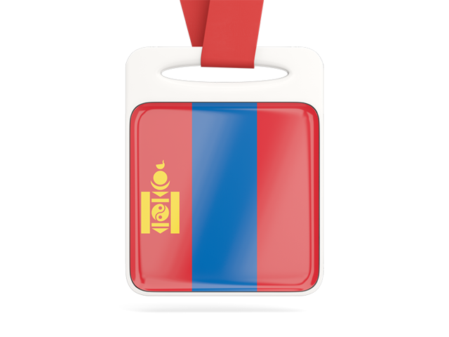 Card with ribbon. Download flag icon of Mongolia at PNG format