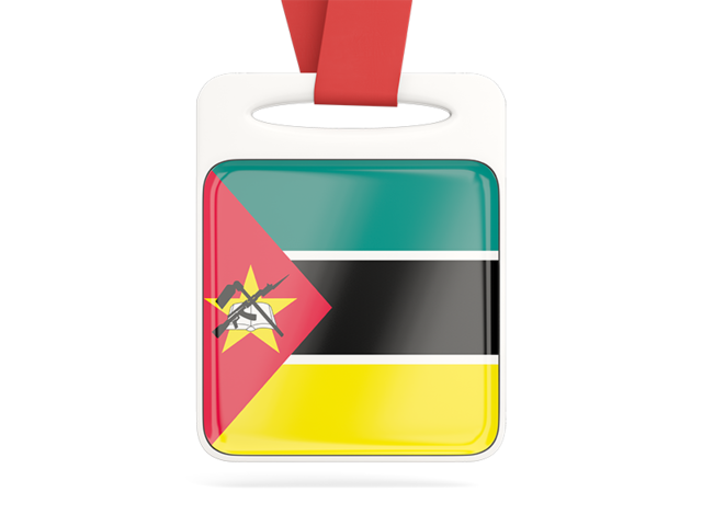 Card with ribbon. Download flag icon of Mozambique at PNG format