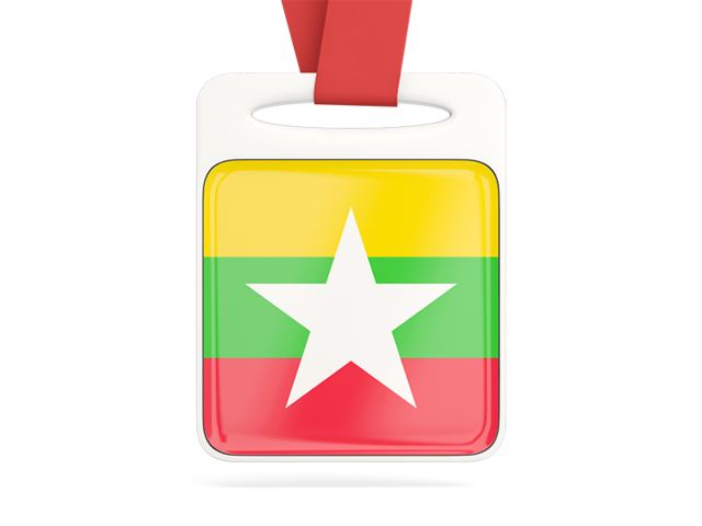 Card with ribbon. Download flag icon of Myanmar at PNG format