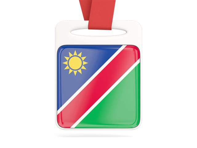 Card with ribbon. Download flag icon of Namibia at PNG format
