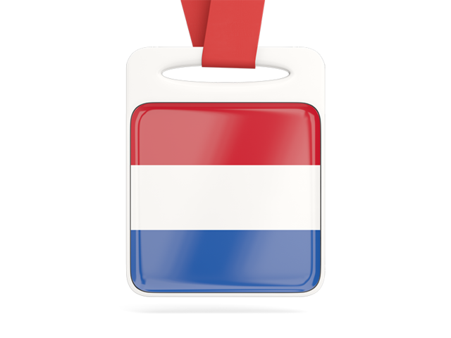 Card with ribbon. Download flag icon of Netherlands at PNG format