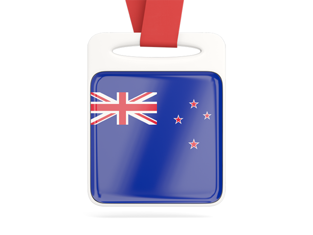 Card with ribbon. Download flag icon of New Zealand at PNG format