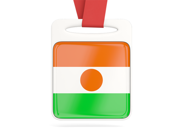 Card with ribbon. Download flag icon of Niger at PNG format