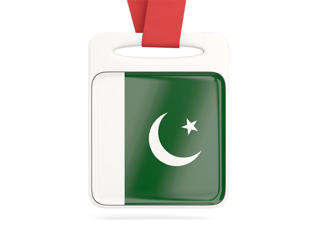 Card with ribbon. Download flag icon of Pakistan at PNG format