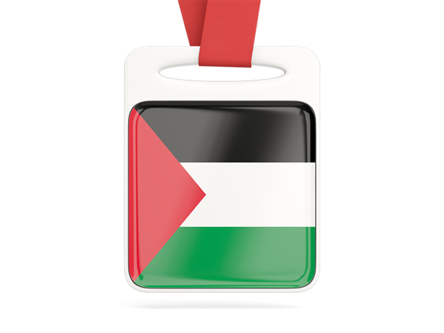 Card with ribbon. Download flag icon of Palestinian territories at PNG format