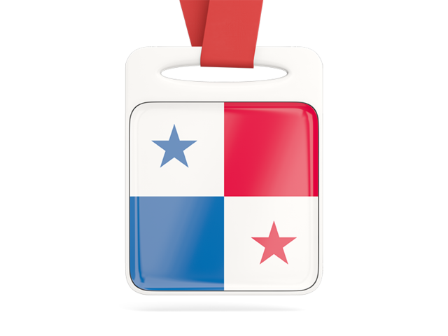 Card with ribbon. Download flag icon of Panama at PNG format