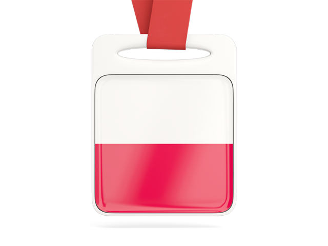 Card with ribbon. Download flag icon of Poland at PNG format