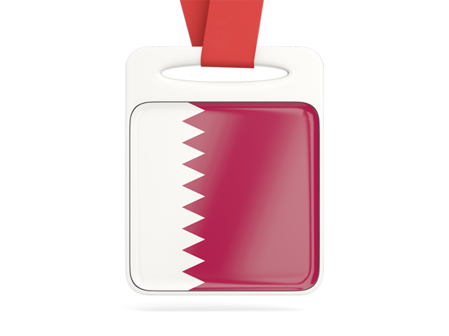 Card with ribbon. Download flag icon of Qatar at PNG format