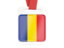 Romania. Card with ribbon. Download icon.