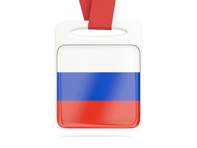 Card with ribbon. Download flag icon of Russia at PNG format