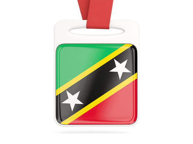 Card with ribbon. Download flag icon of Saint Kitts and Nevis at PNG format
