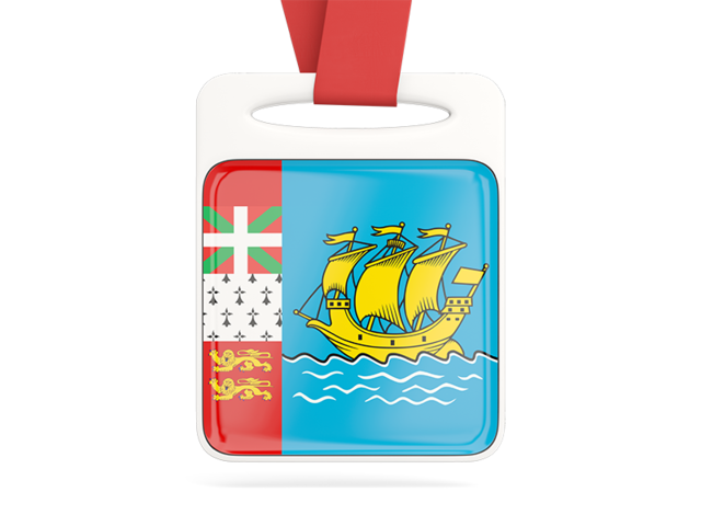 Card with ribbon. Download flag icon of Saint Pierre and Miquelon at PNG format